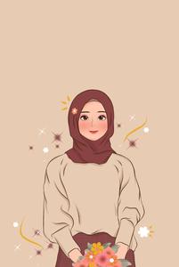 Flower Cartoon Hijab hijab cartoon wallpaper