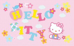 Flowery Cute Pink Hello Kitty Background cute pink hello kitty wallpaper