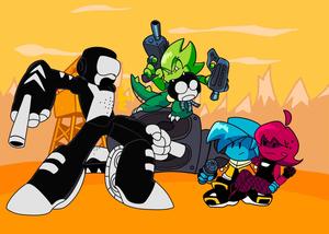 FNF Tankman standing tall on Newgrounds battleground fnf wallpaper