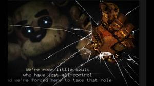 Freddy Fazbear shows no mercy as he breaks the window fnaf wallpaper