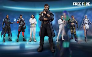 free fire - a group of characters standing in front of a blue background Wallpaper