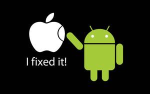 Funny Android And Apple Fan Art funny wallpaper
