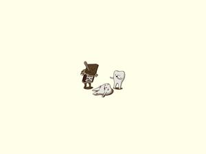 Funny Chocolate Bar Beating Up Tooth Background funny wallpaper