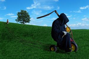 Funny Grim Reaper Riding Bike Background funny wallpaper