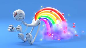 Funny Stickman Farting Rainbow Background funny wallpaper