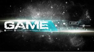 game - a dark background with a blue and white text youtube banner gaming wallpaper