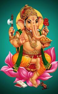 ganesha sitting on a lotus with a knife ganesh wallpaper