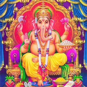 ganesha sitting on a throne with a lotus flower ganesh wallpaper