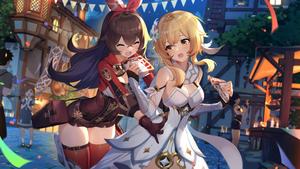 Genshin Impact Amber And Lumine genshin impact wallpaper