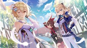Genshin Impact Lumine Jean And Amber genshin impact wallpaper