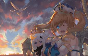 Genshin Impact Paimon And Barbara genshin impact wallpaper
