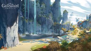 Genshin Impact Waterfalls Landscape genshin impact wallpaper