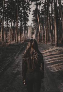 Girl In Forest Path Alone alone girl wallpaper