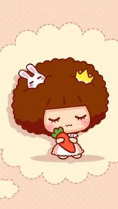 Girl With Curly Hair Cartoon IPhone cartoon iphone wallpaper