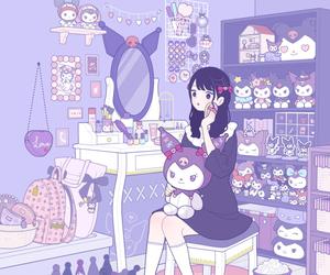 Girl With My Melody Kuromi Stuffed Toys my melody kuromi wallpaper