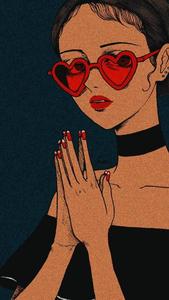 Girl With Red Heart Sunglasses PFP Aesthetic pfp aesthetic wallpaper