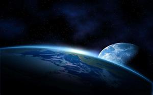 Glowing Earth Against Moon Background earth wallpaper
