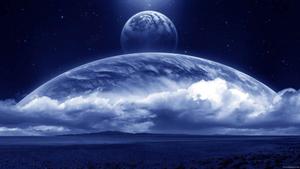 Glowing in the night sky, the majestic blue Moon hangs like a beacon of light moon wallpaper