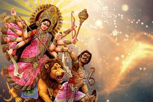 Goddess Maa Sherawali With Mahishasura maa sherawali wallpaper