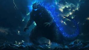 Godzilla Neon Blue Light Above Ocean Picture godzilla wallpaper