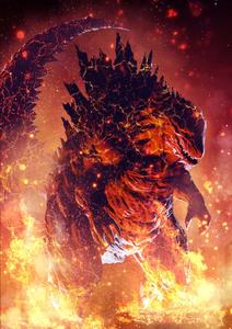 Godzilla Surrounded By Fire Picture godzilla wallpaper