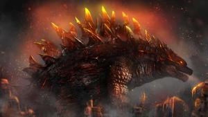 Godzilla With Fire Effects On Spikes Picture godzilla wallpaper