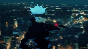 Gojo Satoru In Cityscape Wallpaper