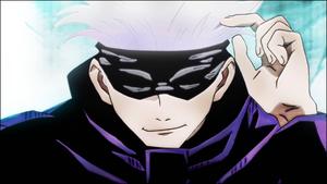 Gojo Satoru's Playful Look in High Definition Wallpaper