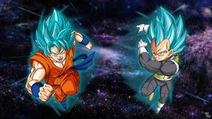 Goku and Vegeta, two of Dragon Ball Super's main heroes, come together in a display of strength and courage. dragon ball super wallpaper