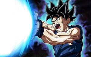 Goku unleashes a powerful Kamehameha Wave  Wallpaper