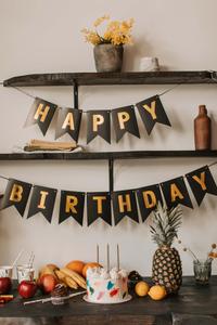 Gold Black Happy Birthday Banner Picture happy birthday wallpaper