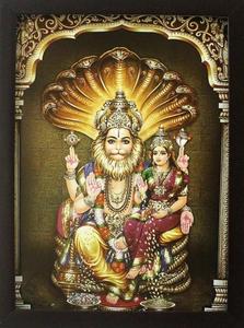Golden Lord Narasimha And Lakshmi lord narasimha wallpaper
