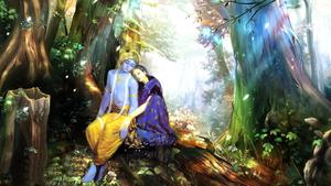 "Graceful Image of Radha Krishna in Eternal Love" Wallpaper