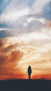 Gradient Sunset Girl Alone alone girl wallpaper