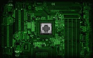 GREEN POWER: A close-up of an Android motherboard with vibrant and vivid green circuit traces android wallpaper