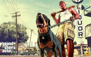 GTA 5 Franklin With Dog gta 5 wallpaper