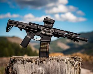Gun On Tree Stump gun wallpaper