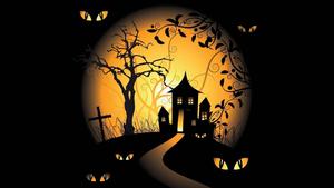 Halloween House Eyes Art halloween wallpaper