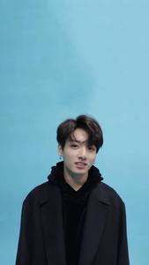 Handsome BTS JK Portrait Over Pastel Blue bts jk wallpaper