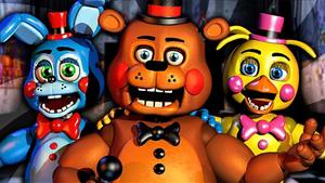 “Hang Out with Your Friends in the FNAF World" fnaf wallpaper