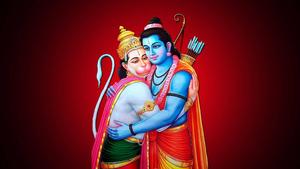 Hanuman And Rama Hugging HD Wallpaper