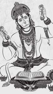 Hanuman Black Ink Art 4K HD  Wallpaper