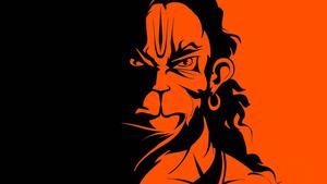 Hanuman Half Orange Art 4K HD Wallpaper