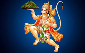 Hanuman Ji Hd In Blue Background Wallpaper