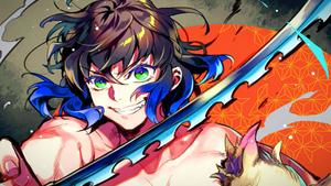 Happy Hashibira Inosuke Of Demon Slayer Anime demon slayer anime wallpaper