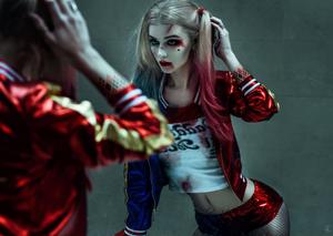 Harley Quinn shows her wild style in a Suicide Squad cosplay. harley quinn wallpaper