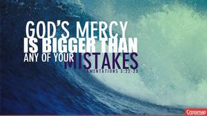 "He will again have compassion on us; he will tread our iniquities underfoot. You will cast all our sins into the depths of the sea" (Lamentations 3:32-33) bible verse wallpaper