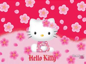 Hello Kitty Enjoying a Beautiful Spring Day  Wallpaper