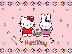 Hello Kitty having Easter fun Wallpaper