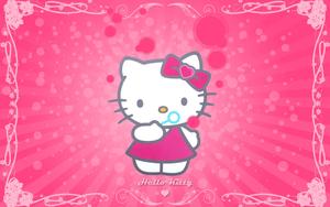 Hello Kitty In Retro Pink Background Wallpaper